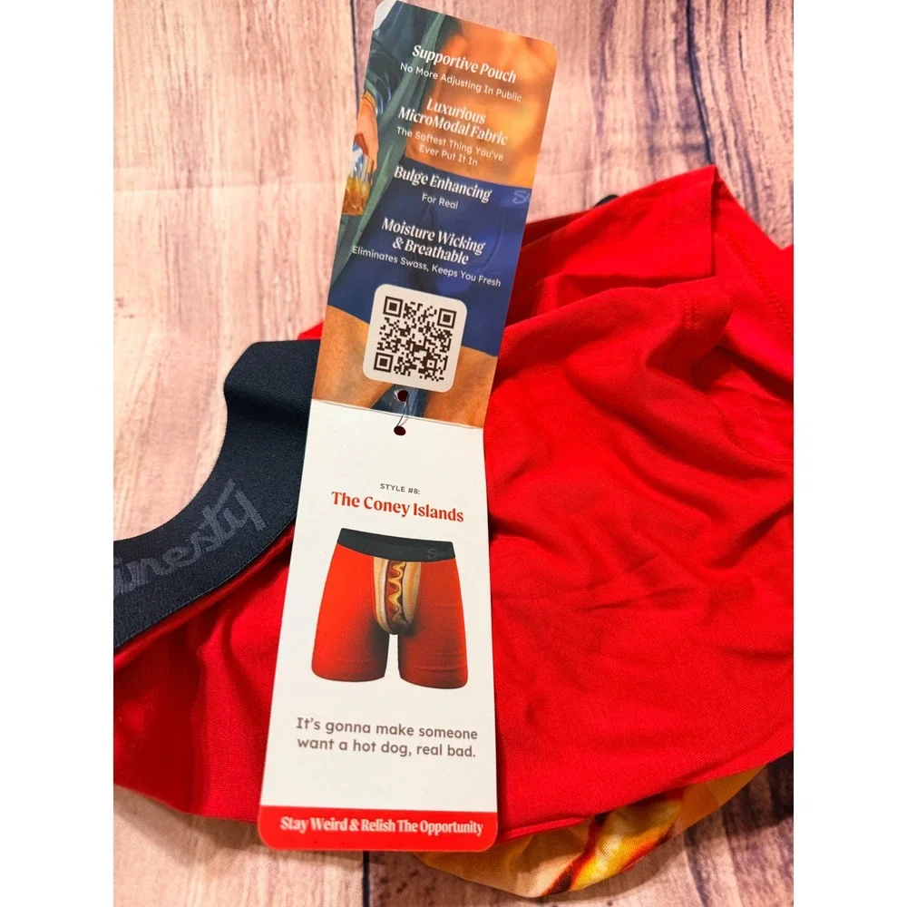 Shinesty Ball Hammock Boxers Mens Medium The Coney Islands Red Hot Dog Pouch NEW